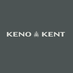 Das schlichte Logo von Keno Kent zeigt den hellgrauen Markenschriftzug auf dunkelgrauem Grund