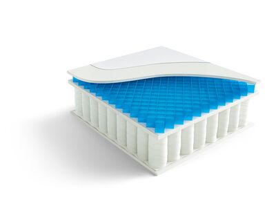Die innovative Gelmatratze der Nordic Collection bietet eine optimale Schlafunterstützung mit einem kühlen, blauen Obermaterial.